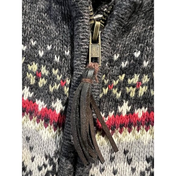 Tiara Cardigan Womens Large Gray Fair Isle Moose Full Zip Sweater Vintage - Picture 6 of 12